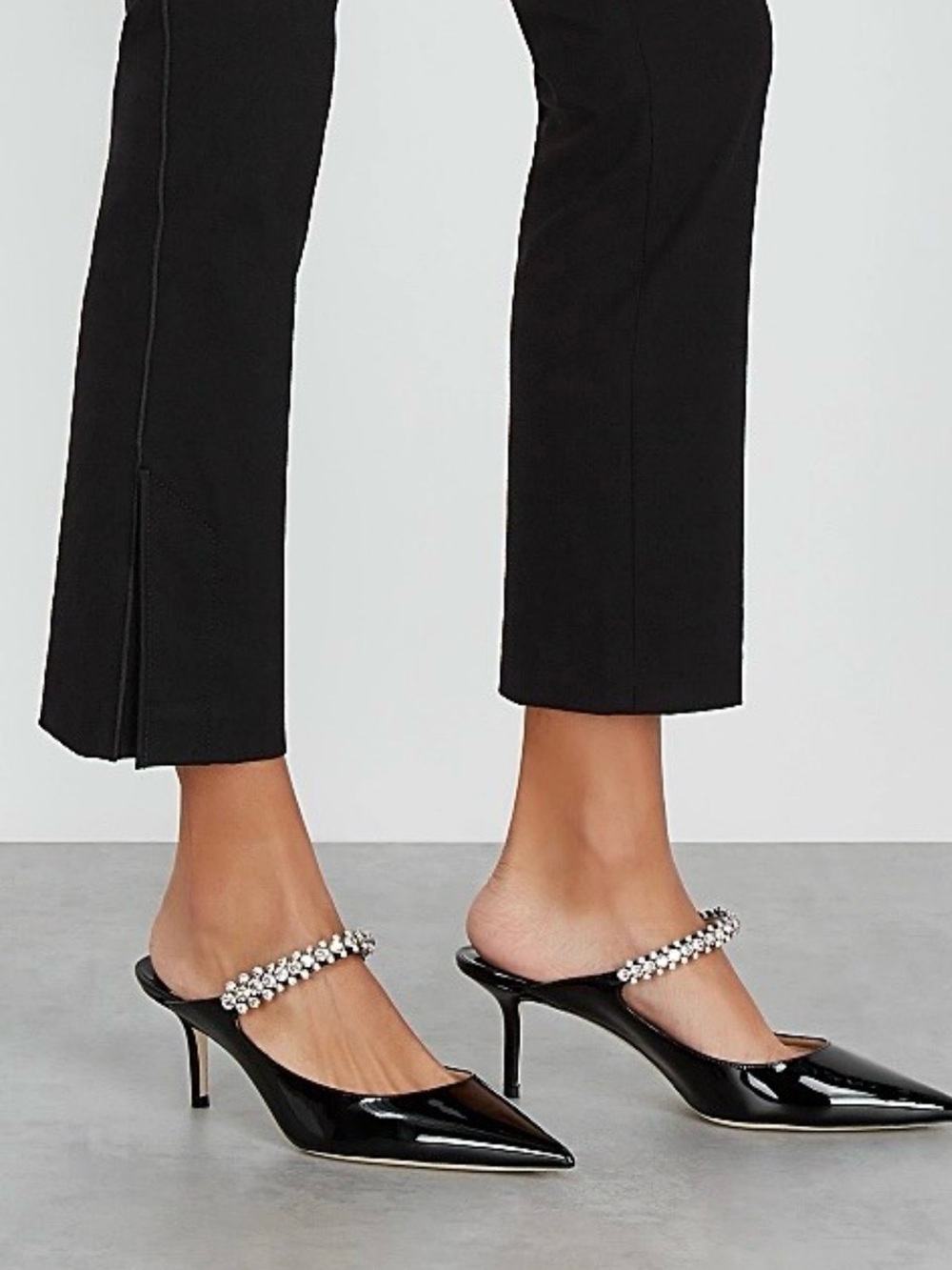 Jimmy Choo Black Patent Crystal Embellished Stiletto Mules - Picture 7 of 8
